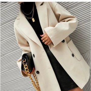 Classic Double Breasted Pea Overcoat jacket fall/winter - beige